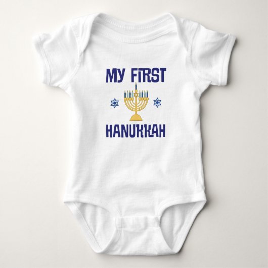 Babys First Hanukkah Festival van Lights Menorah Romper (Voorkant)