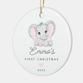 Baby's First Kerstbaby Baby Girl Elephant Ceramic Keramisch Ornament (Links)