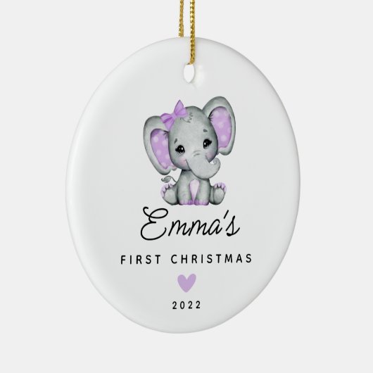 Baby's First Kerstbaby Baby Girl Elephant Keramisch Ornament (Rechts)