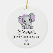 Baby's First Kerstbaby Baby Girl Elephant Keramisch Ornament (Voorkant)