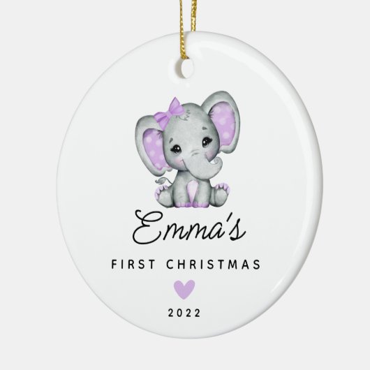 Baby's First Kerstbaby Baby Girl Elephant Keramisch Ornament (Links)