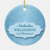 Baby's First Kerstblauw Foto Ornament (Achterkant)