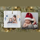 Baby's First Kerstblauw Seashell Holiday Foto Keramisch Ornament