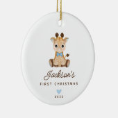 Baby's First KerstBoy Giraffe 2 Sided Photo Keramisch Ornament (Rechts)