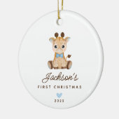 Baby's First KerstBoy Giraffe 2 Sided Photo Keramisch Ornament (Links)