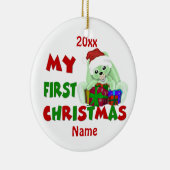 Babys First KerstBunny, gepersonaliseerd Keramisch Ornament (Rechts)