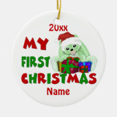 Babys First KerstBunny, gepersonaliseerd Keramisch Ornament (Voorkant)