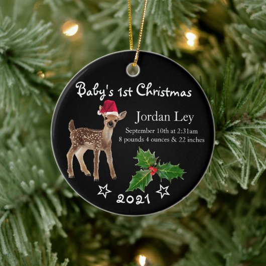 Babys First kerstcadeautje Deer Ceramic Ornament (Boom)