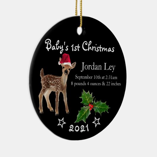 Babys First kerstcadeautje Deer Ceramic Ornament (Rechts)