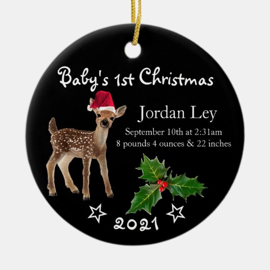 Babys First kerstcadeautje Deer Ceramic Ornament (Voorkant)