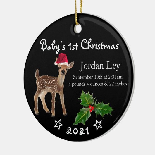 Babys First kerstcadeautje Deer Ceramic Ornament (Links)