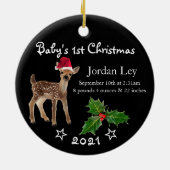 Babys First kerstcadeautje Deer Ceramic Ornament (Achterkant)