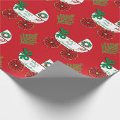 Baby's First Kerstfeest Carriage Baby Buggy Cadeaupapier (Hoek)