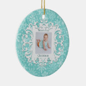 Babys First Kerstfeest Custom Holiday Foto Keramisch Ornament (Rechts)