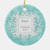 Babys First Kerstfeest Custom Holiday Foto Keramisch Ornament (Achterkant)