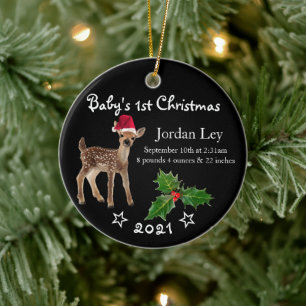 Babys First Kerstfeest Fawn Deer Ceramic Ornament