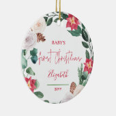 Baby's First KerstFloral Wreath Holiday Foto Keramisch Ornament (Rechts)