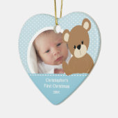 Babys First kerstfoto Beer Ornament Boy (Links)