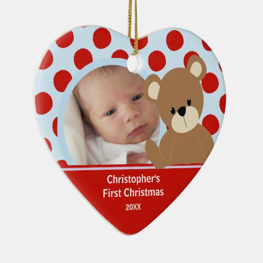 Babys First kerstfoto Beer Ornament Boy (Rechts)