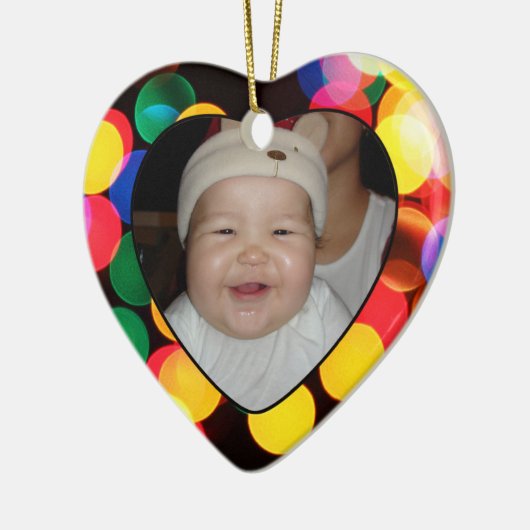 Babys First kerstfoto CadeauLabel en Ornament (Links)