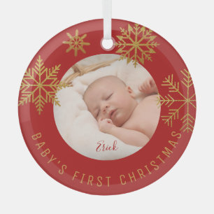 Babys First kerstfoto Gift Glas Ornament