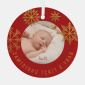 Babys First kerstfoto Gift Glas Ornament (Achterkant)