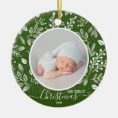 Baby's First Kerstfoto Green Keramisch Ornament (Voorkant)