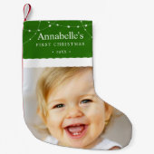 Baby's First Kerstfoto Green Kleine Kerstsok (Voorkant)