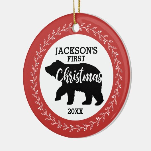 Babys First kerstfoto keramisch Ornament (Links)