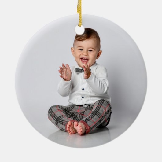 Babys First kerstfoto keramisch Ornament (Achterkant)
