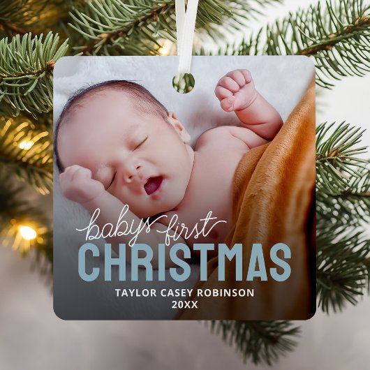 Babys First Kerstfoto Metalen Ornament