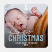 Babys First Kerstfoto Metalen Ornament (Voorkant)
