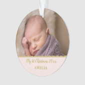 Baby's First kerstfoto Monogram Blush Pink Ornament (voorkant)