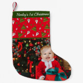 Baby's First kerstfoto Monogram Cute Kleine Kerstsok (Voorkant)