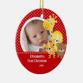 Babys First kerstfoto Oerwoud Dier Keramisch Ornament (Rechts)