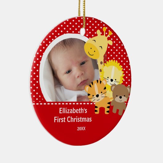 Babys First kerstfoto Oerwoud Dier Keramisch Ornament (Rechts)