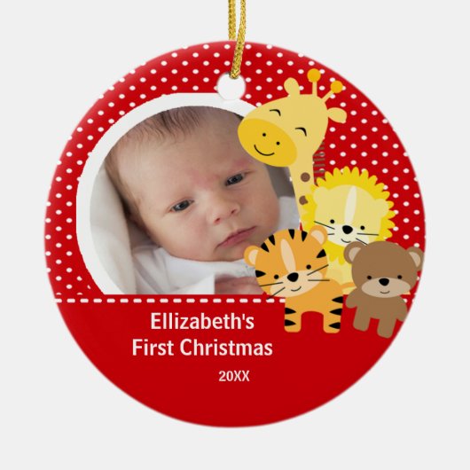Babys First kerstfoto Oerwoud Dier Keramisch Ornament (Voorkant)