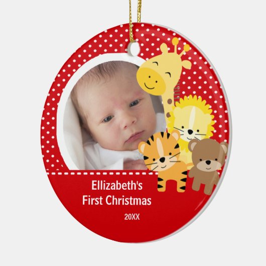 Babys First kerstfoto Oerwoud Dier Keramisch Ornament (Links)
