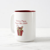 Babys First-kerstfoto op maat Tweekleurige Koffiemok (Voorkant links)