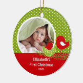 Babys First kerstfoto Ornament Baby Bird (Links)
