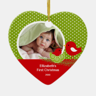 Babys First kerstfoto Ornament Baby Bird
