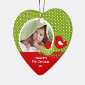Babys First kerstfoto Ornament Baby Bird (Links)