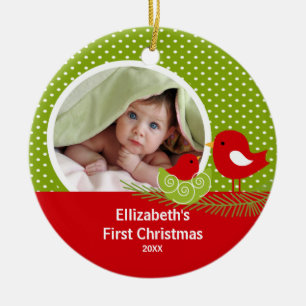 Babys First kerstfoto Ornament Baby Bird