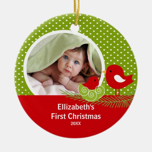 Babys First kerstfoto Ornament Baby Bird (Voorkant)