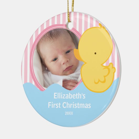Babys First Kerstfoto Ornament Duck Boy (Links)