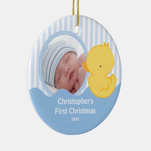 Babys First Kerstfoto Ornament Duck Boy (Rechts)