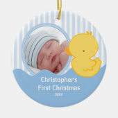Babys First Kerstfoto Ornament Duck Boy (Voorkant)