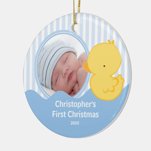 Babys First Kerstfoto Ornament Duck Boy (Links)