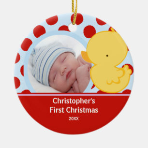 Babys First Kerstfoto Ornament Duck Boy