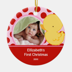 Babys First Kerstfoto Ornament Duck Boy